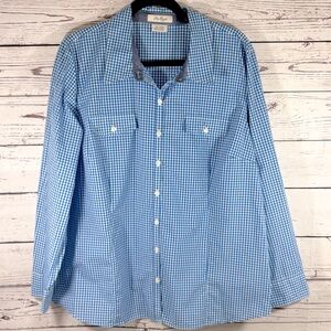 VTG Van Heusen Originals Women’s Blue Picnic Checkered Button Down in Size XXL